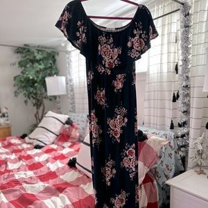 LUX & CO floral boho dress Maternity Off The Shoulder